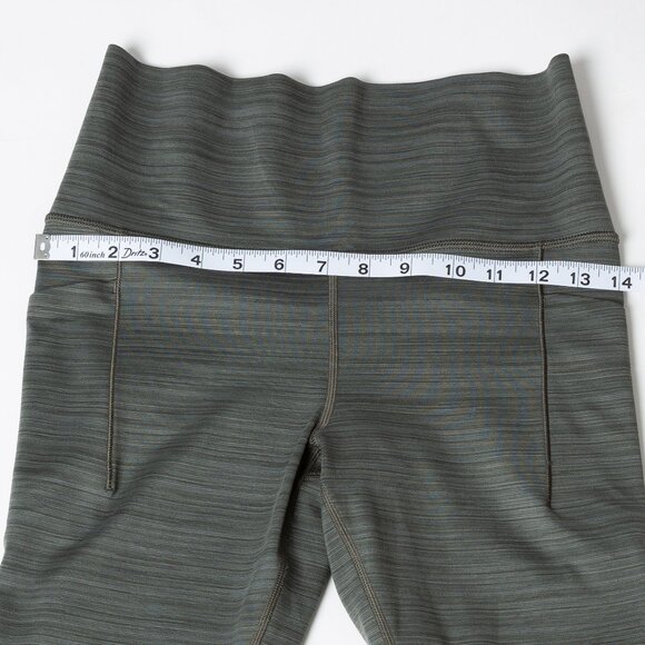 Athleta Salutation Stash Pocket II Capri Leggings Size S Stripe Green - Picture 9 of 9